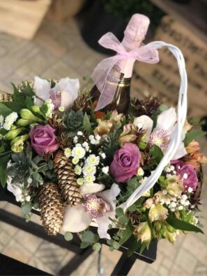 Orhijeda - Penušavo Vino Hrizantema - Alstromerija - Ruža